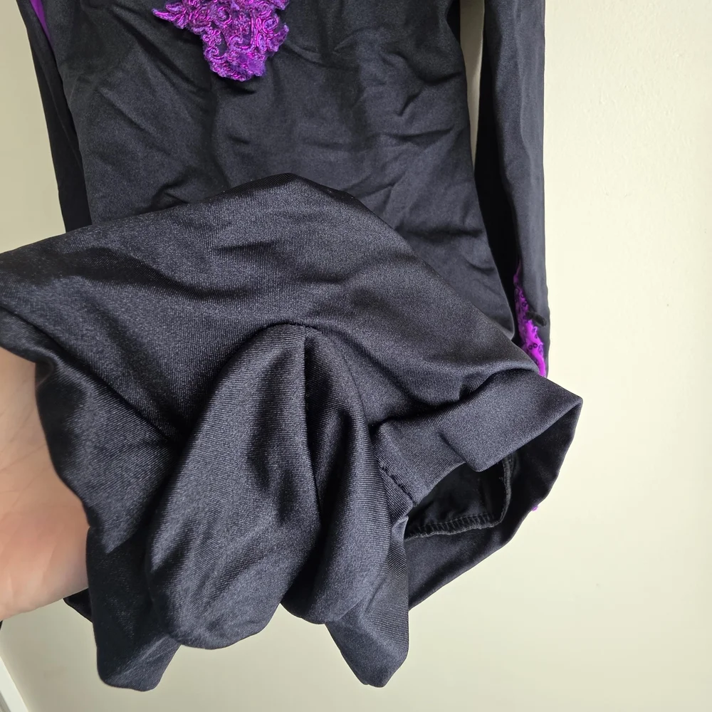 Weissman Black & Purple Sequin Lace Biketard Dance Costume - Size MC (10/12) - Picture 7 of 11